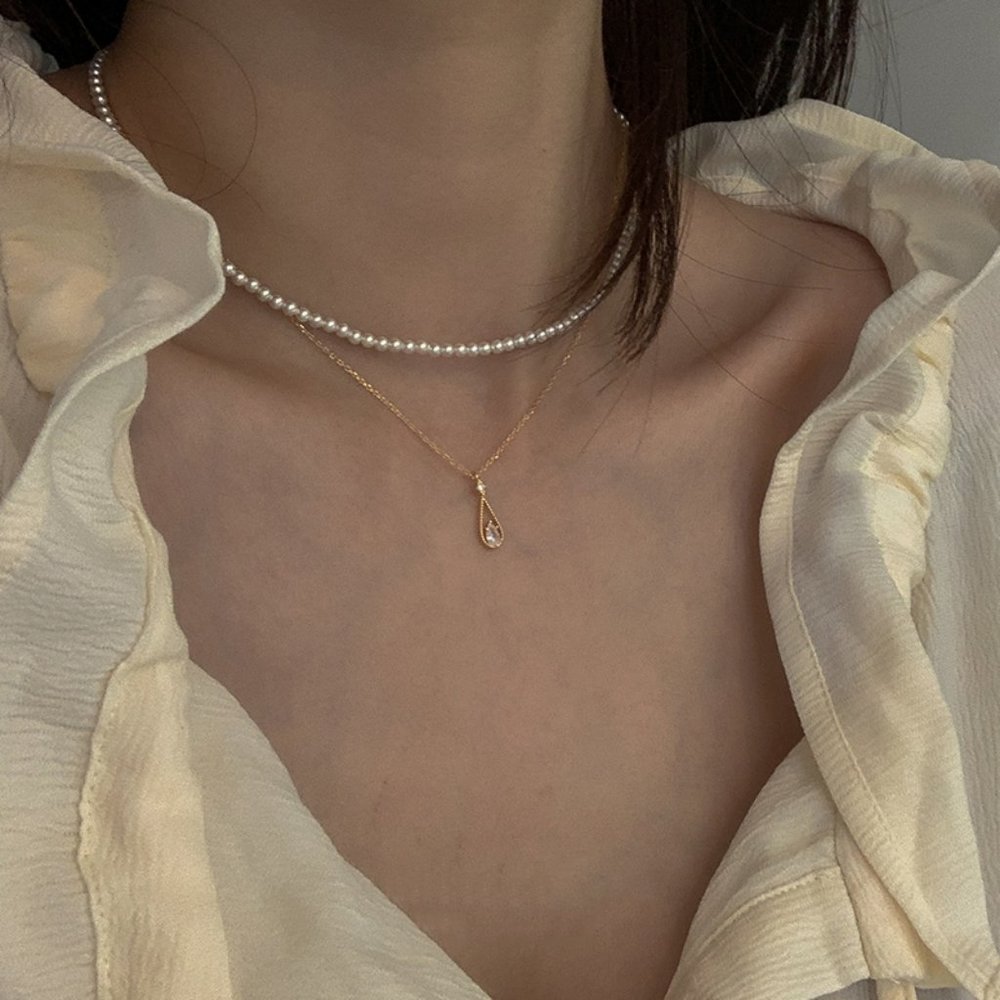 NEW Silver Waterdrop Cubic Zircon Pendant Necklace - Picture 8 of 8